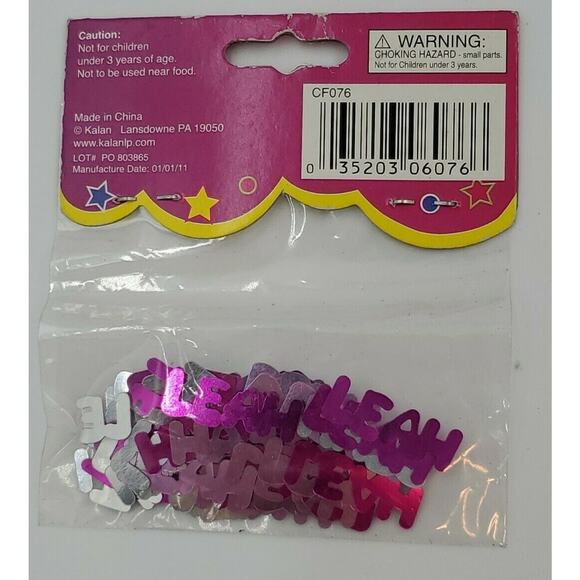 Leah Personalized Name Confetti Foil Pink & Silver 2 Packs Party Crafts Birthday - Picture 3 of 6